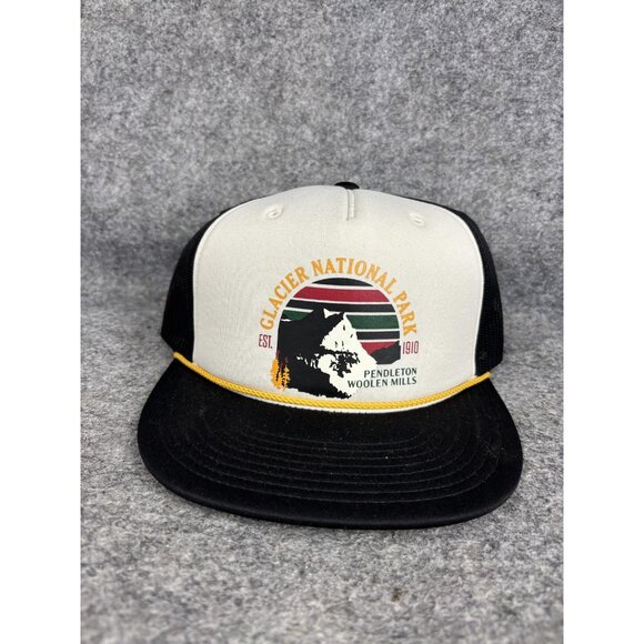 Pendleton Glacier National Park Hat Cap Snap Back Trucker Rope Mens Black White - Picture 1 of 5